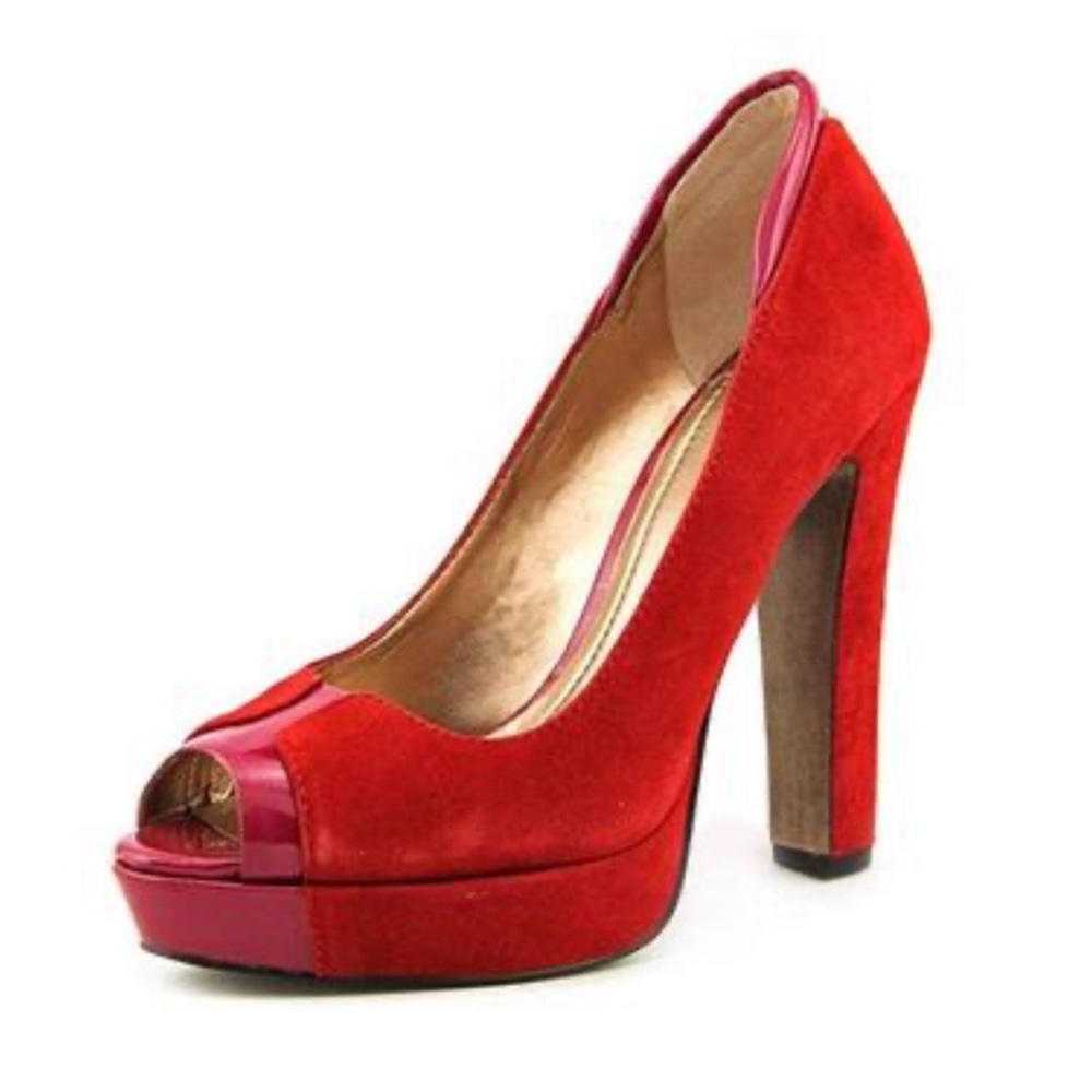 BCBGeneration Colorblock Peep Toe Platform Heels